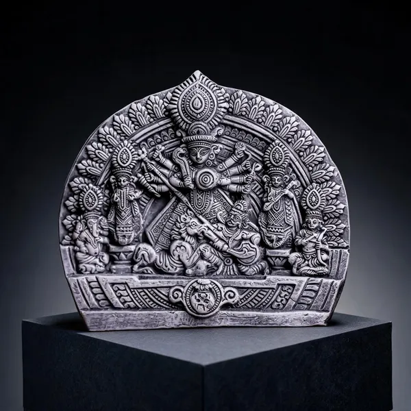 Multicolor_Clay_Durga_Relief_Idol_For_Puja