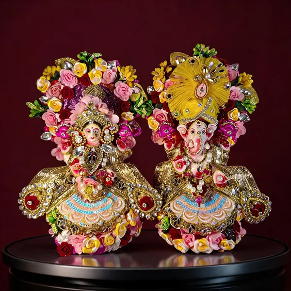 Multicolor_Clay_Lakshmi_Ganesha_Murti_For_Puja
