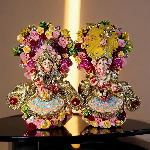 Multicolor_Clay_Lakshmi_Ganesha_Murti_For_Puja
