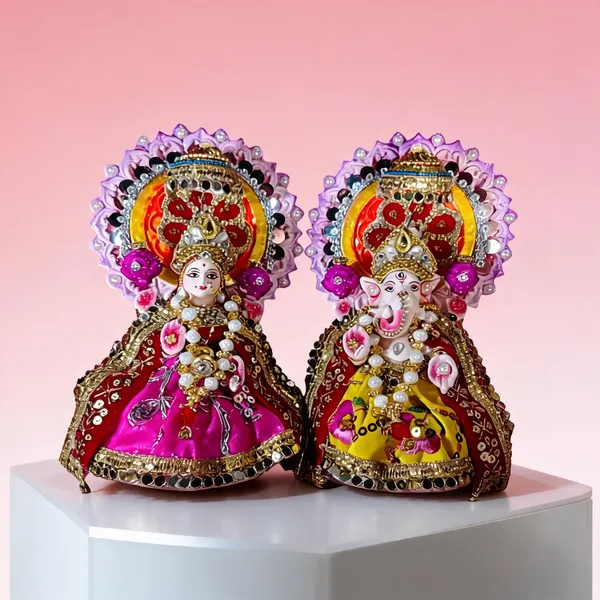 Multicolor_Clay_Radha_Krishna_Idol_Pair_For_Puja