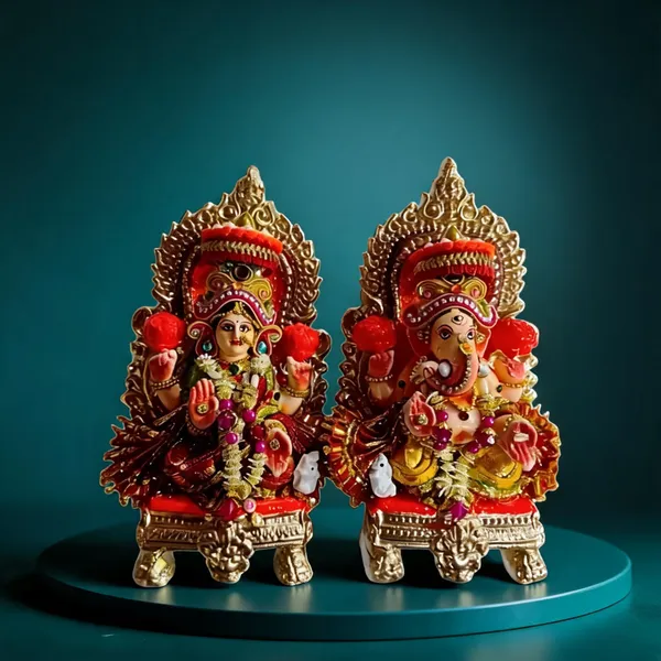 Multicolor_Clay_Lakshmi_Ganesha_Idol_Set_For_Puja