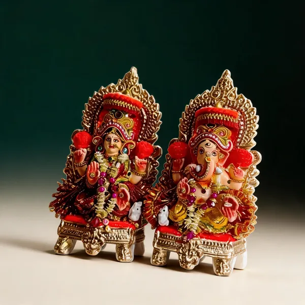 Multicolor_Clay_Lakshmi_Ganesha_Idol_Set_For_Puja