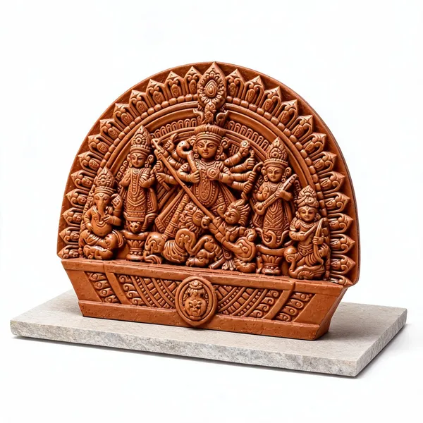 Multicolor_Clay_Durga_Wall_Sculpture_For_Puja