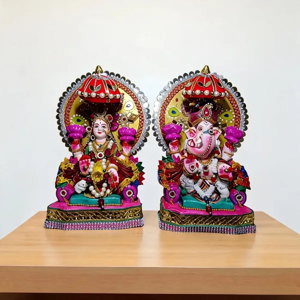 Multicolor_Clay_Krishna_Ganesha_Idol_Set_For_Puja