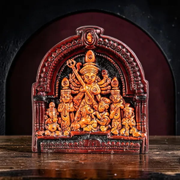 Multicolor_Clay_Durga_Figurine_For_Puja_(Pack_of__3_)