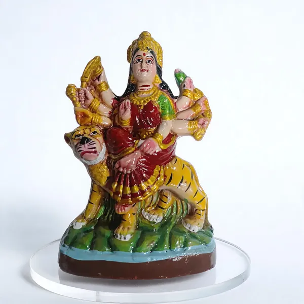 Multicolor_Clay_Sherawali_Maa_Idol_For_Puja_(Pack_of__3_)