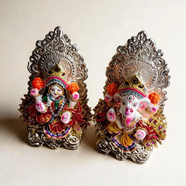 Multicolor_Clay_Lakshmi_Ganesh_Idol_Set_For_Puja