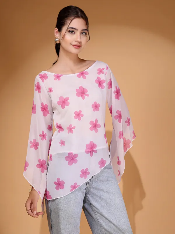 Womens_Floral_Printed_Asymmetric_Georgette_Short_Kurti