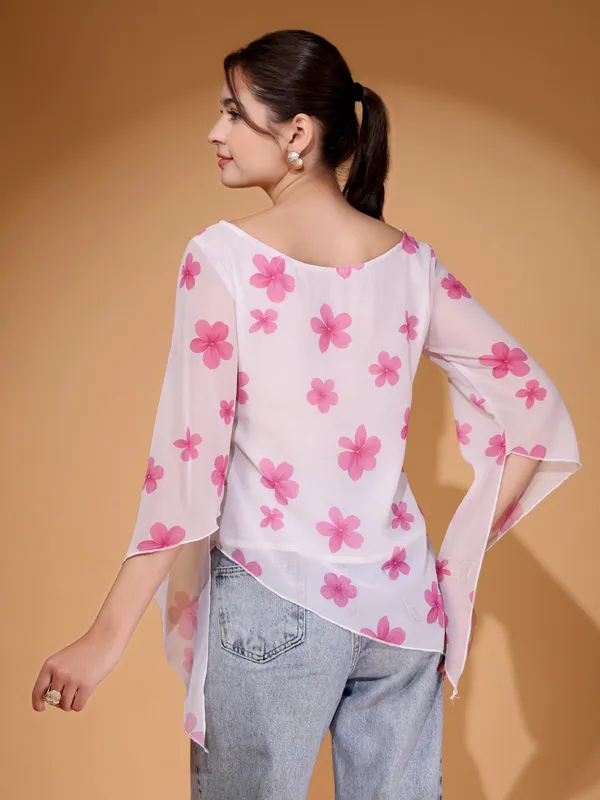 Womens_Floral_Printed_Asymmetric_Georgette_Short_Kurti