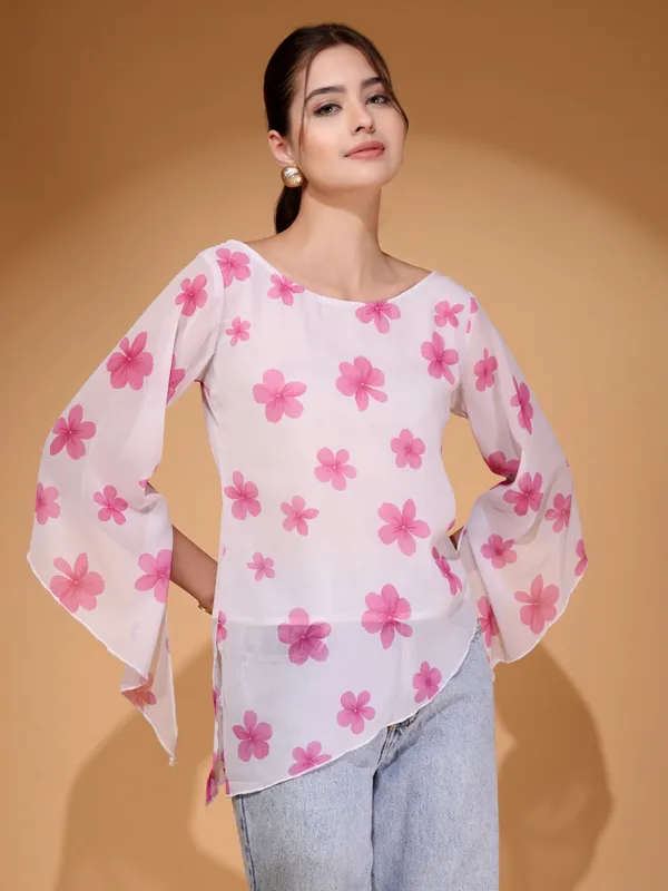 Womens_Floral_Printed_Asymmetric_Georgette_Short_Kurti
