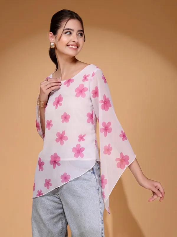 Womens_Floral_Printed_Asymmetric_Georgette_Short_Kurti