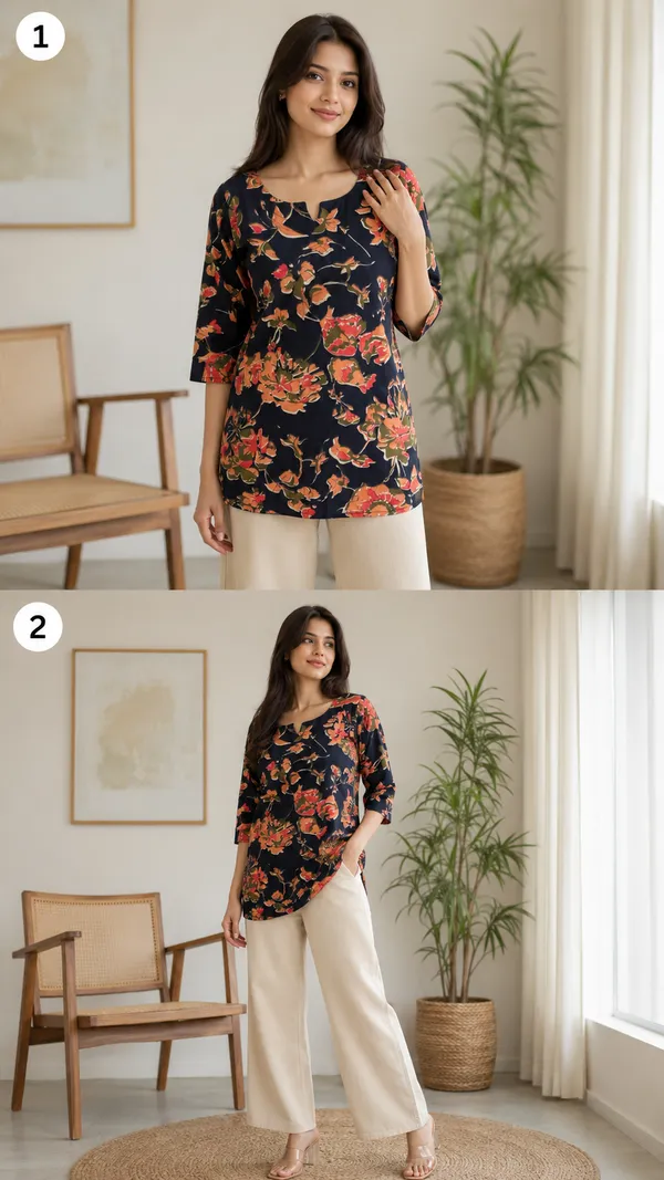 Womens_Navy_Blue_Floral_Printed_Straight_Kurti