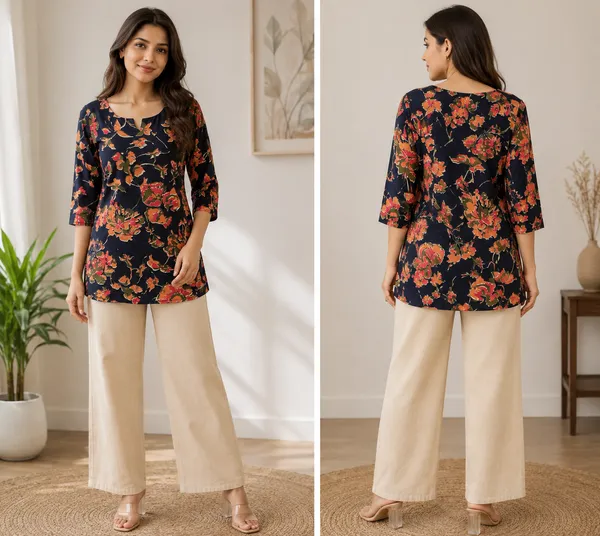 Womens_Navy_Blue_Floral_Printed_Straight_Kurti