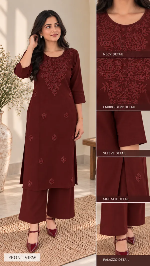 Maroon_Embroidered_Kurta_Palazzo_Set_For_Women_Elegant_Ethnic_Wear
