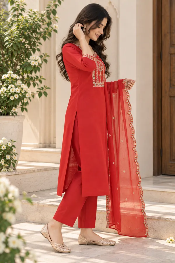 Red_Embroidered_Kurta_Pant_Set_With_Dupatta_Festive_Ethnic_Suit_For_Women