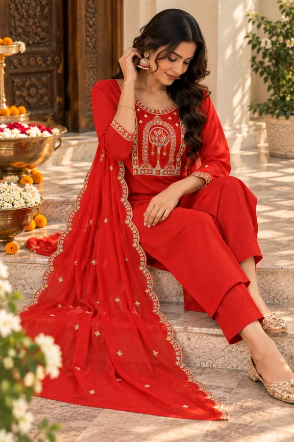 Red_Embroidered_Kurta_Pant_Set_With_Dupatta_Festive_Ethnic_Suit_For_Women