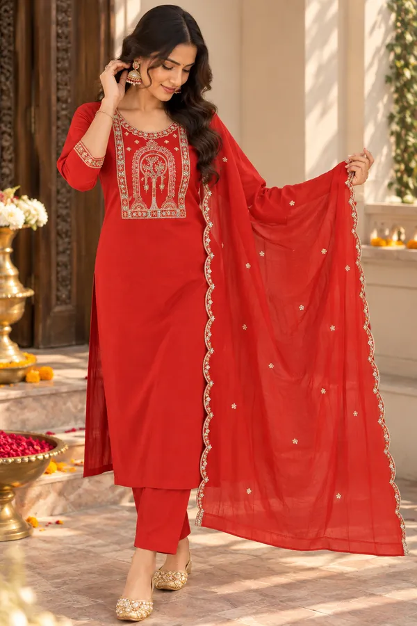 Red_Embroidered_Kurta_Pant_Set_With_Dupatta_Festive_Ethnic_Suit_For_Women