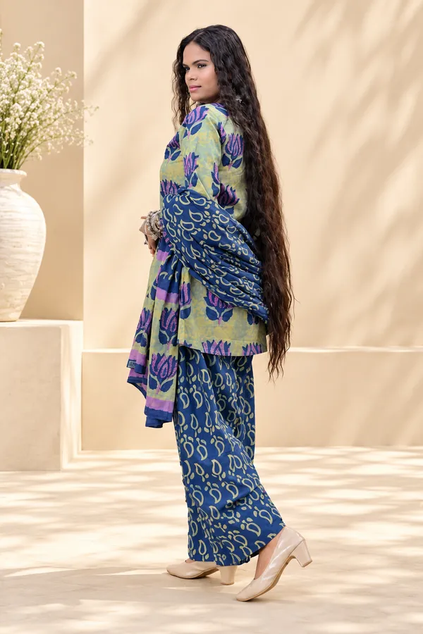 Green_Printed_Kurta_Palazzo_Set_For_Women