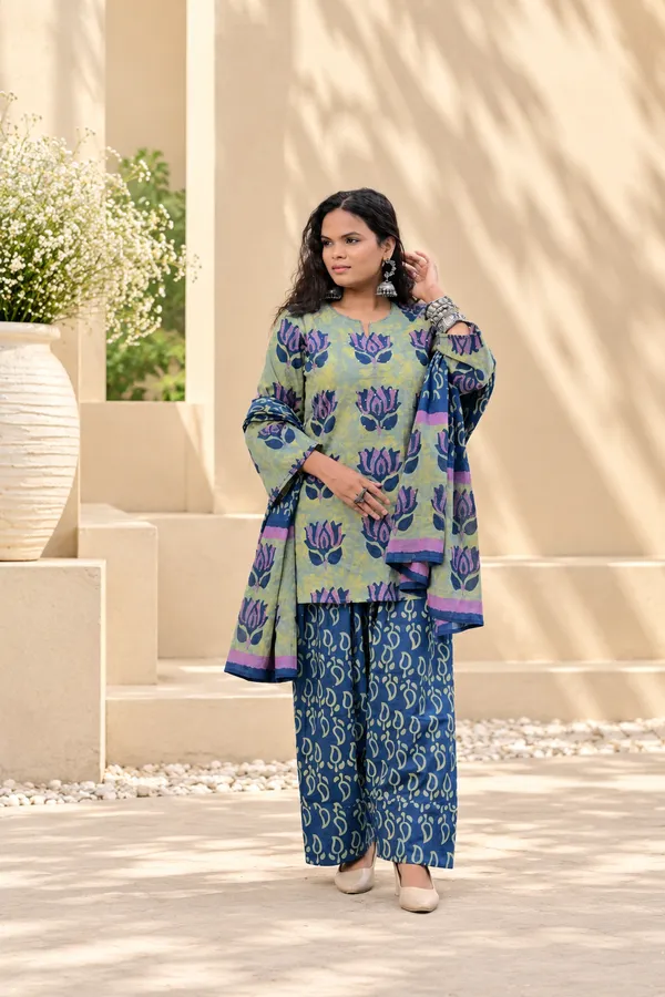 Green_Printed_Kurta_Palazzo_Set_For_Women