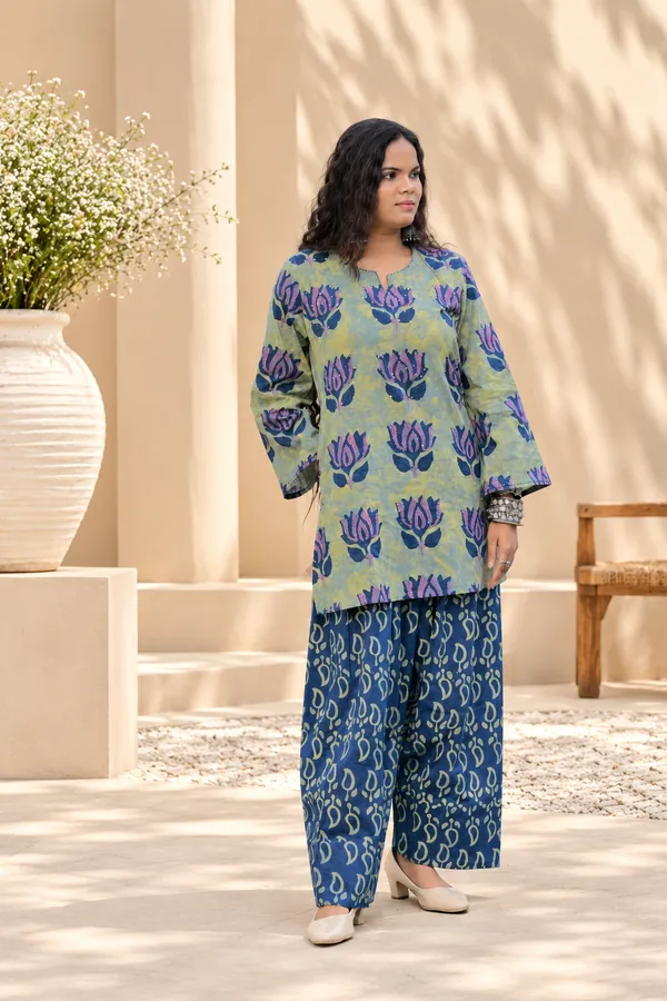 Green_Printed_Kurta_Palazzo_Set_For_Women