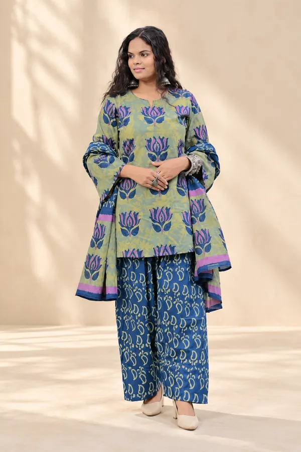 Green_Printed_Kurta_Palazzo_Set_For_Women