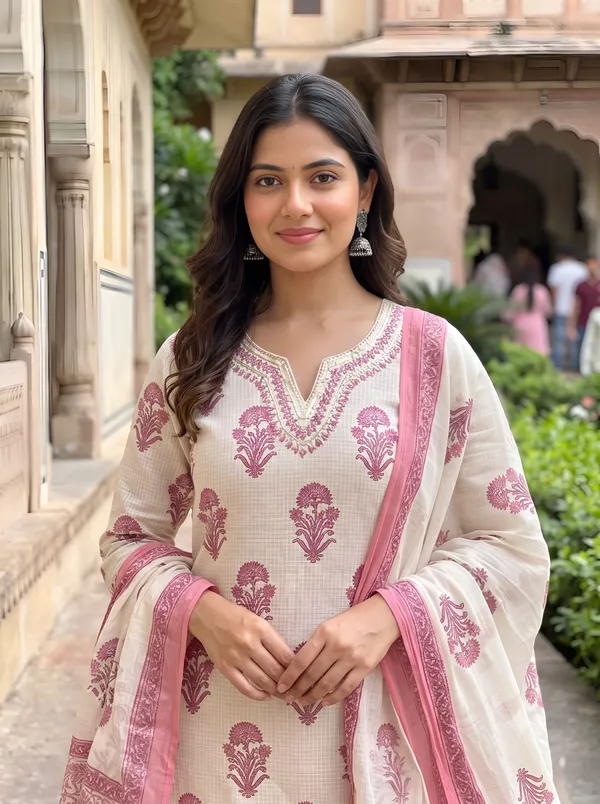 Cream_Printed_Straight_Fit_Kurta_Set_for_Women
