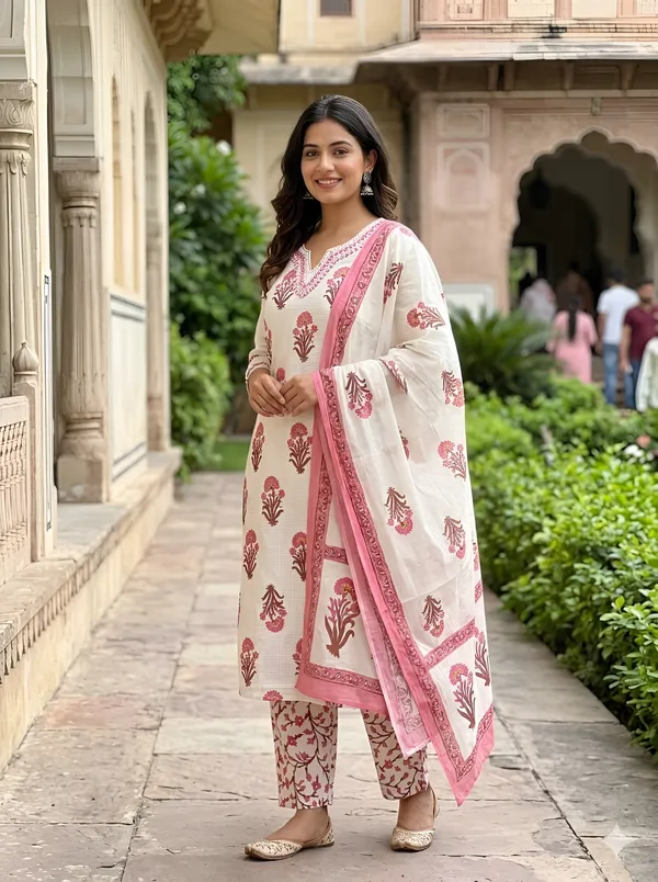 Cream_Printed_Straight_Fit_Kurta_Set_for_Women