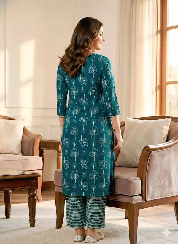 Teal_Printed_Straight_Kurta_Pant_Set_for_Women
