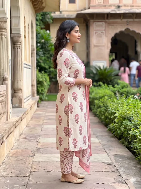 Cream_Printed_Straight_Fit_Kurta_Set_for_Women