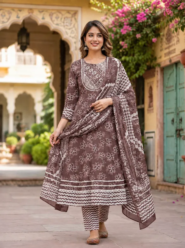 Brown_Printed_Kurta_Set_for_Women