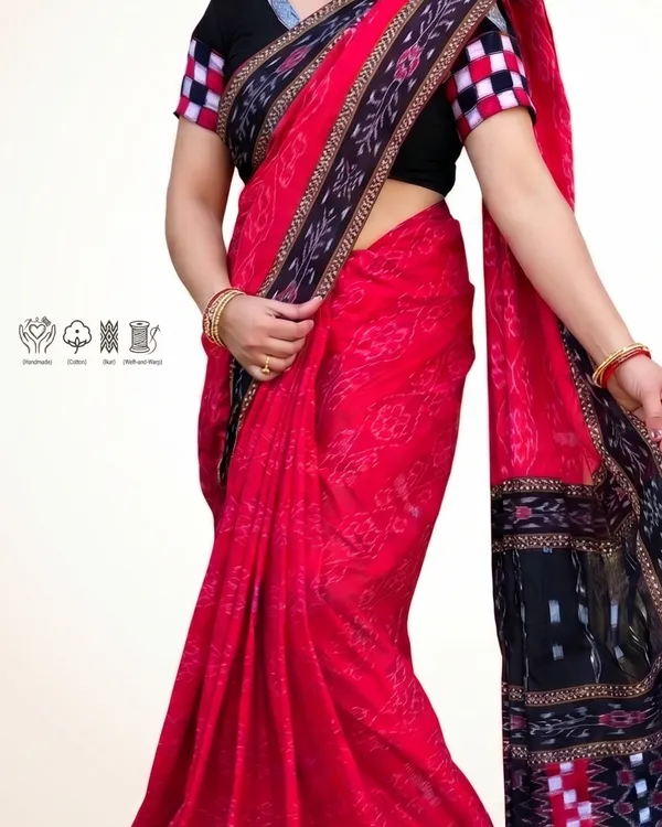 Red_Cotton_Printed_Saree_For_Women