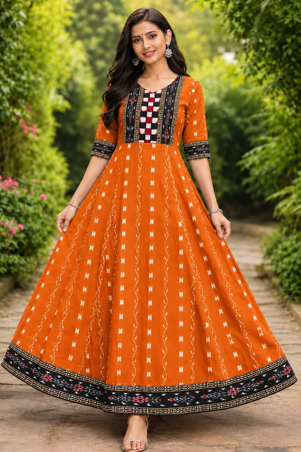Orange_Cotton_Printed_Anarkali_Gown_For_Women