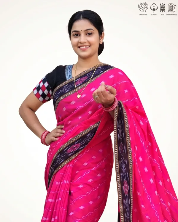 Pink_Cotton_Ikat_Saree_For_Women