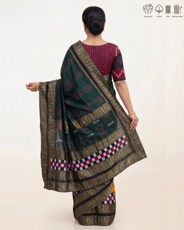 Yellow_Green_Cotton_Handloom_Saree_For_Women