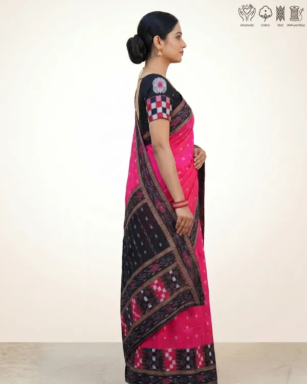 Pink_Cotton_Ikat_Saree_For_Women