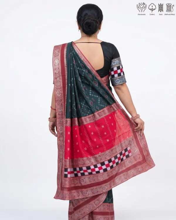 Teal_Cotton_Handloom_Saree_For_Women