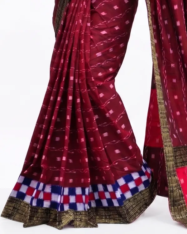 Maroon_Cotton_Printed_Saree_For_Women