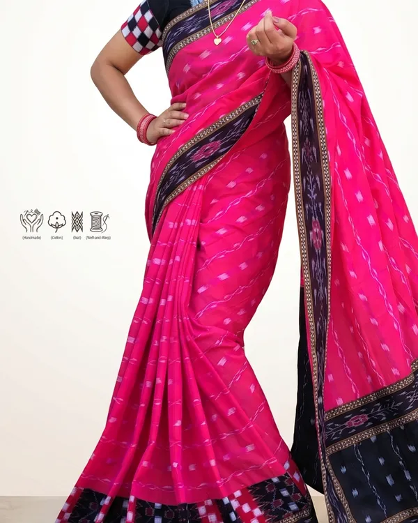 Pink_Cotton_Ikat_Saree_For_Women