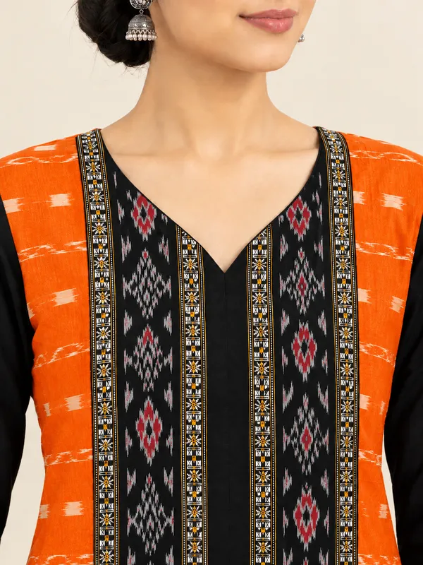 Orange_Cotton_Printed_Straight_Kurta_For_Women