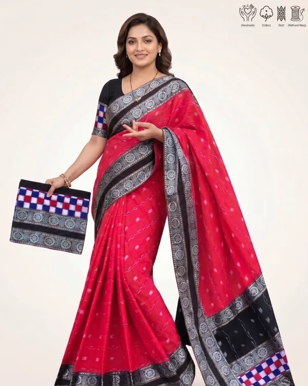 Red_Cotton_Handloom_Saree_For_Women