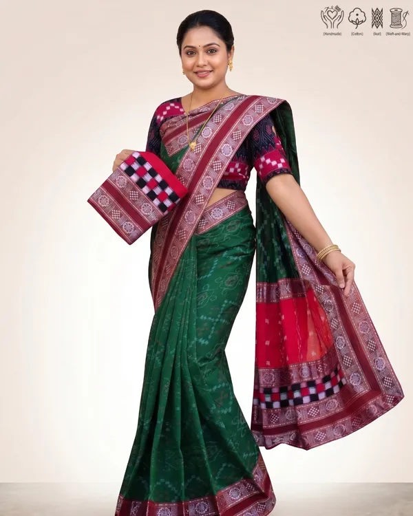 Green_Cotton_Handloom_Saree_For_Women