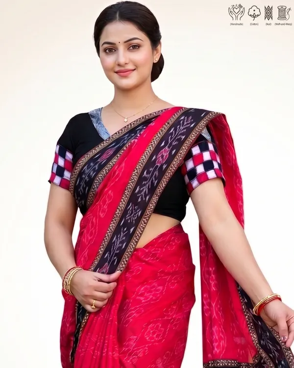 Red_Cotton_Printed_Saree_For_Women