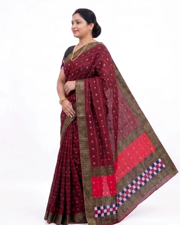 Maroon_Cotton_Printed_Saree_For_Women