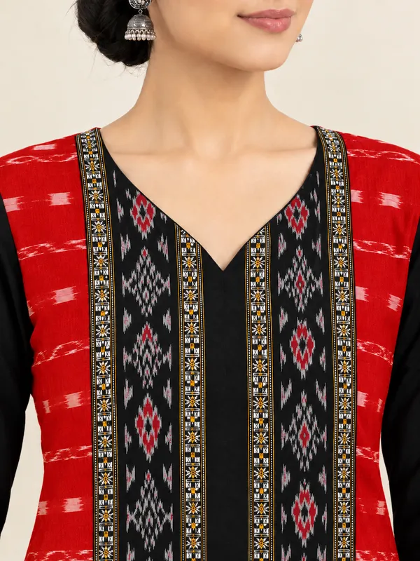 Red_Cotton_Printed_Straight_Kurta_For_Women