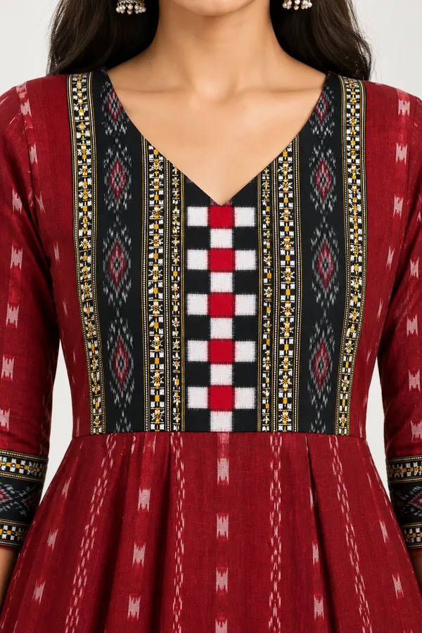 Maroon_Cotton_Printed_Flared_Anarkali_Gown_For_Women
