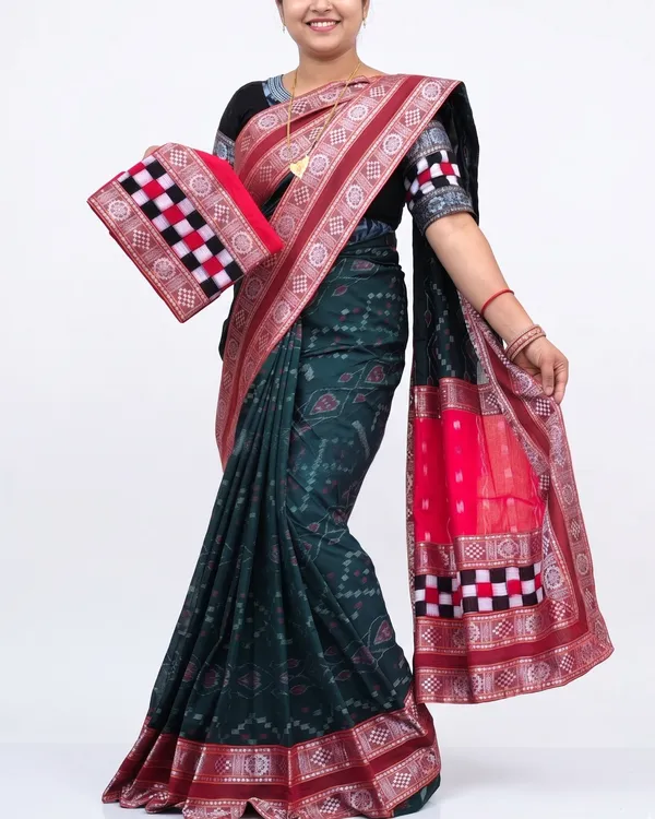 Teal_Cotton_Handloom_Saree_For_Women