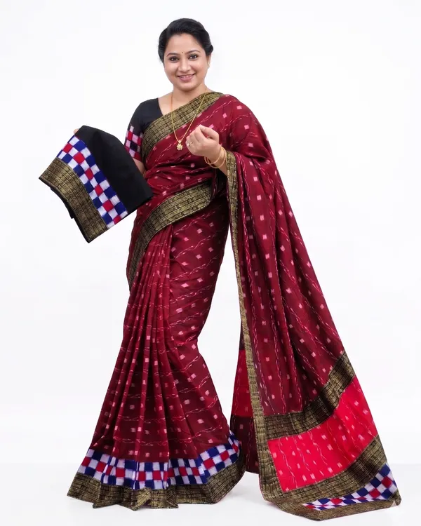 Maroon_Cotton_Printed_Saree_For_Women