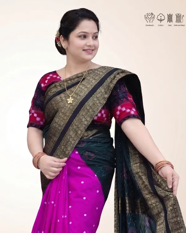 Black_Cotton_Silk_Handloom_Saree_For_Women