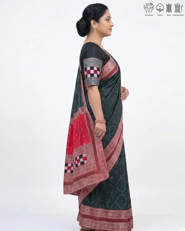 Teal_Cotton_Handloom_Saree_For_Women