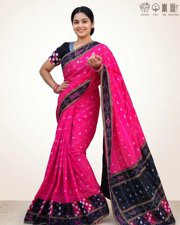 Green_And_Pink_Cotton_Ikat_Saree_For_Women_Pack_Of_2